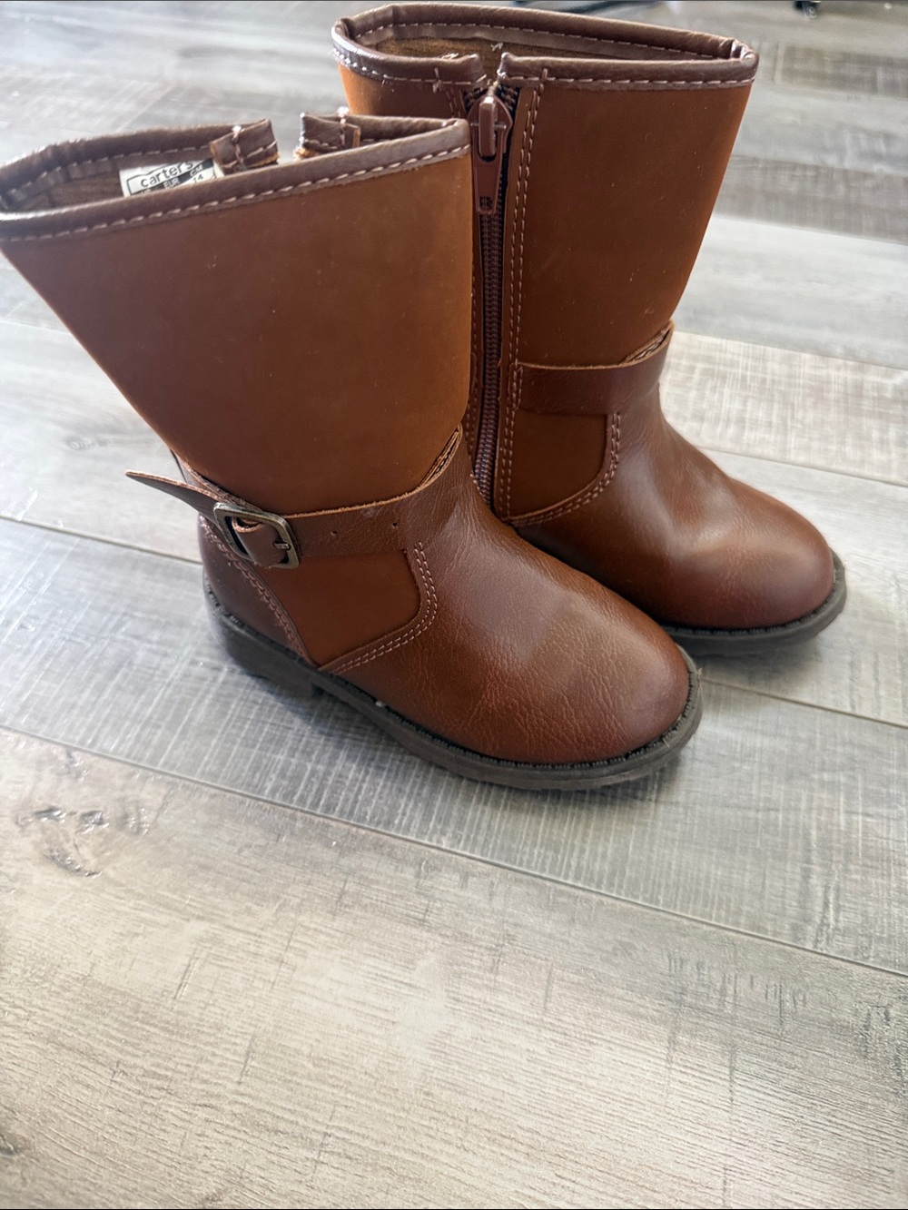 Carter's Toddler Brown Mid-Calf Buckle Zip Boots